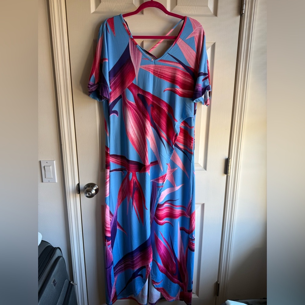 Vibrant Blue and Pink Maxi Dress